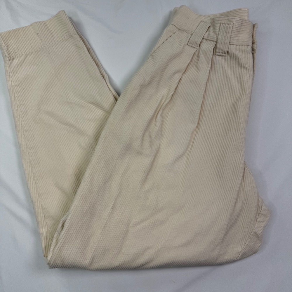 Vintage Palmettos Cream Corduroy Pants High Waisted Pleated Tapered Size 11